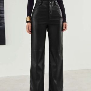 SHEIN Zipper Fly Palazzo PU Pants